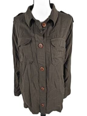 Women’s Harlowe & Graham Utility Shirt Jacket Brown Size M